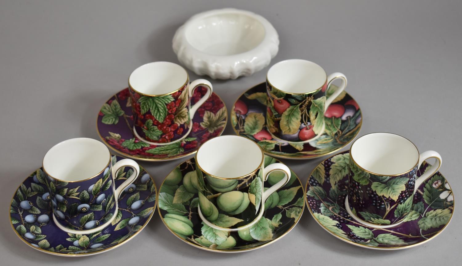 A Set of Five Wedgwood Coffee Cans and Saucers, Fruit Orchard Collection, Together with a Wedgwood - Image 2 of 2