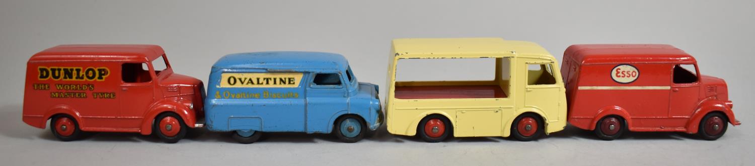 A Collection of Four Unboxed Dinky Toys Commotional Vans to Include 30v Electric Dairy Van with " - Image 4 of 7