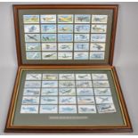 Two Sets of Framed Cigarette Cards, Vintage and WWII Planes