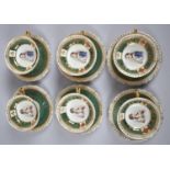 A Set of Six Mid 20th Century French Miniature Cups and Saucers Decorated with Napoleon and