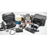 A Box Containing Various Vintage Cameras to Include Polaroid, Yashica, Kodak, Camcorders etc