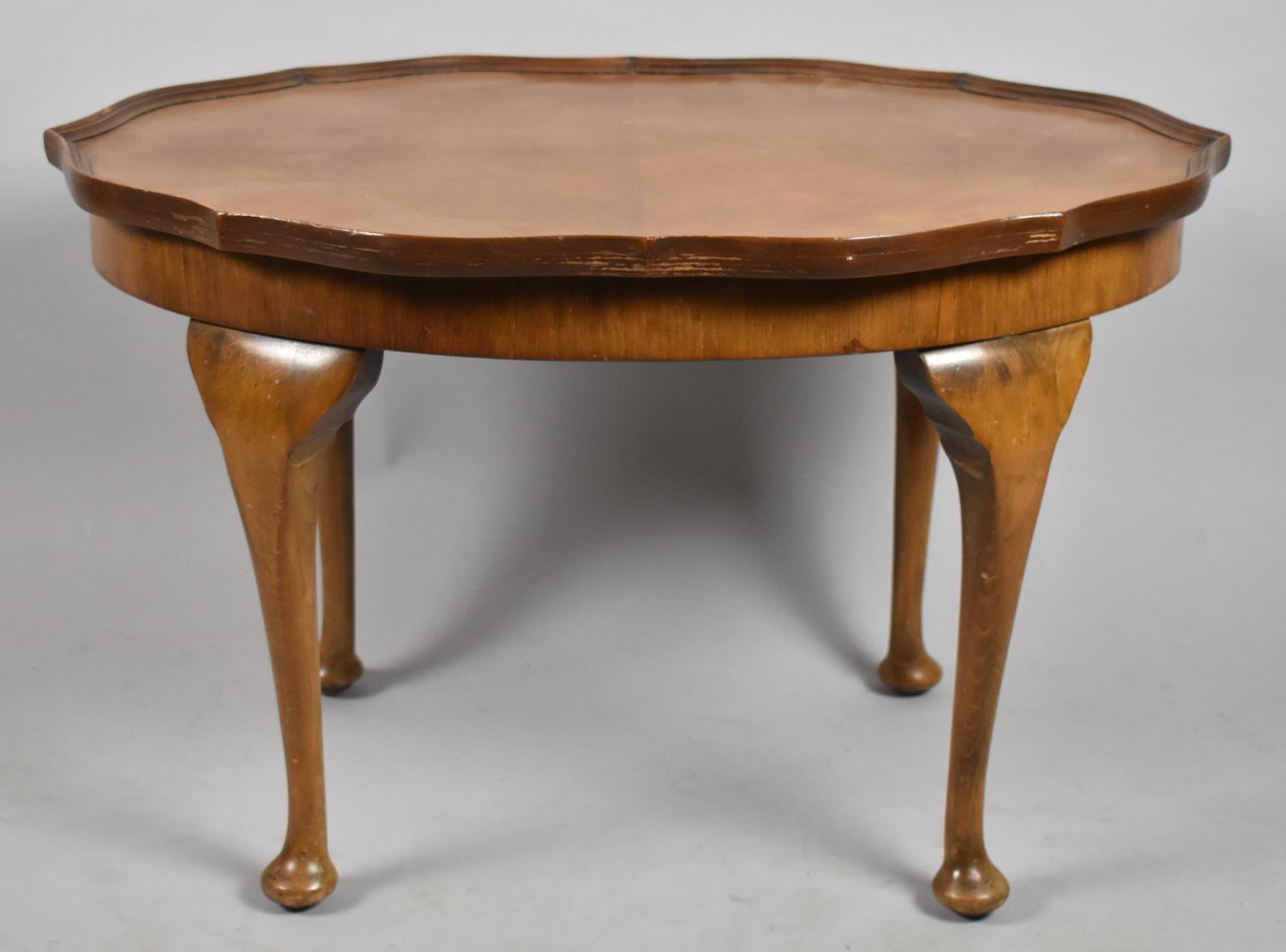 A Mid 20th Century Oak Oval Piecrust Coffee Table, 72x52cm