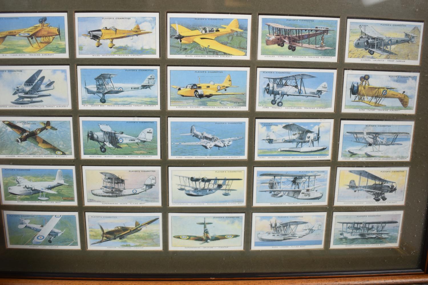 Two Sets of Framed Cigarette Cards, Vintage and WWII Planes - Image 2 of 3
