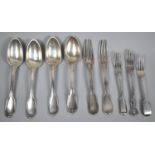 A Collection of French Silver Flatware Together with Three Georgian and Victorian Silver Forks