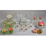 A Collection of Various Glass to Comprise Paperweights, Cut Glass Bowls, Italian Bubble Glass Shaped