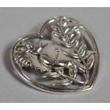 A Danish Style Silver Brooch Decorated with Bird in Heart