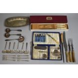 A Collection of Various Silver Plated Items to Comprise Bone Handled Carving Items, walker and