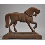 A Late 19th Century Iron Doorstop or Fire Hearth Ornament in the Form of a Stallion, Rectangular