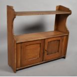 An Edwardian Wall Hanging Shelf Unit with Base Cupboard, 59cm Wide