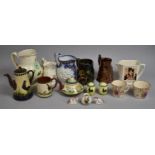 A Collection of Various Ceramics to Include Copper Lustre and Torquay Ware Jugs, Mask Head Jug, Oval