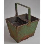 A Vintage Green Painted Rectangular Showman's Grooming Bucket with Removable Two Division Top