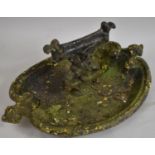 A Victorian Cast Iron Boot Scraper on Oval Tray, 41cm Wide