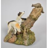 A Late 20th Century Aynsley Mastercraft Group, Terriers with Squirrel, 11.5cm high