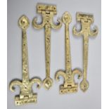 A Set of Four Cast Brass Door Hinges, Each 39cm Long