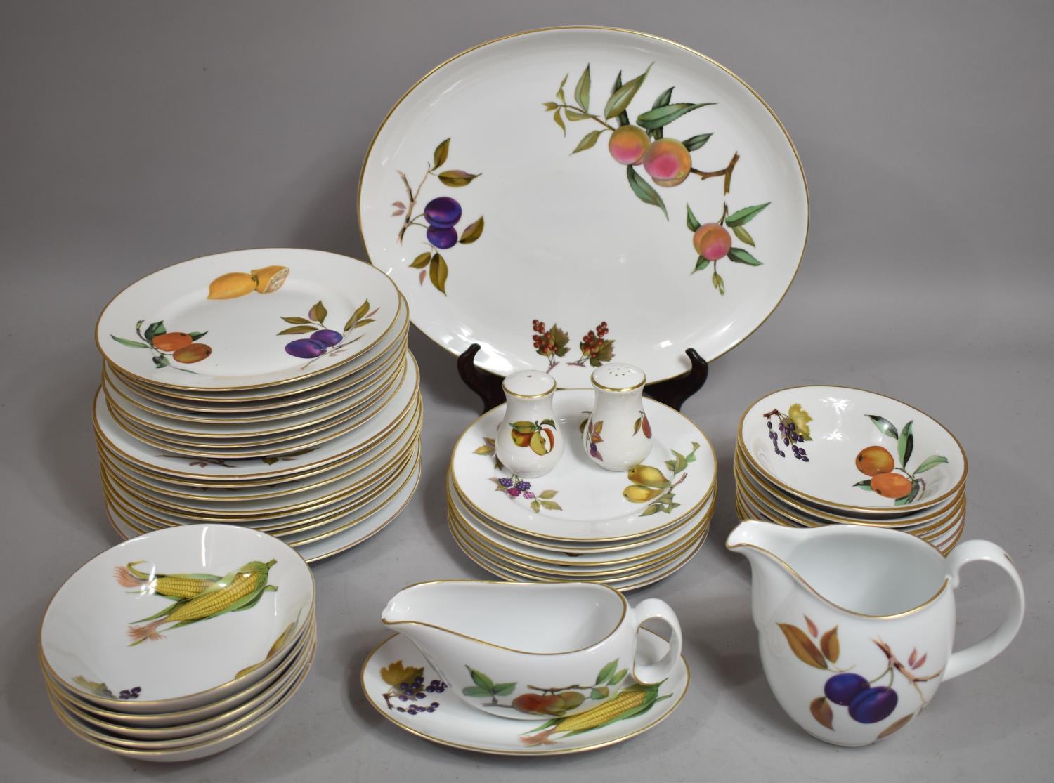 A Royal Worcester Evesham Dinner Set to Comprise Large Plates, Medium Plates, Small Plates, Bowls,