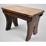A Late Victorian/Edwardian Elm Topped Rustic Milking Stool of Rectangular Form, 36x23cm