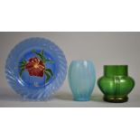 A Collection of Coloured Glass to Include Loertz Style Iridescent Vase (Cracked and Condition