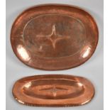 Two Hand Beaten Oval Copper Shallow Dishes, Probably North African, Largest 36x28cm