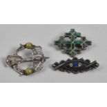 A Collection of Three Jewelled Scottish Style Brooches to Include Silver Example, Chester 1902