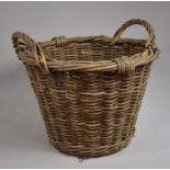 A Vintage Cylindrical Wicker Basket and a Smaller Flower Trug, 55cm Diameter