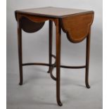 A Pretty Inlaid Mahogany Drop Leaf Rectangular Occasional Table, with Cross Stretcher, 51cm Wide