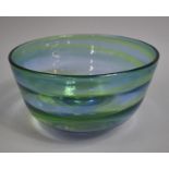 A Two Tone Blue and Green Glass Bowl, 26cm Diameter, Ground Pontil in the Whitefriars Style