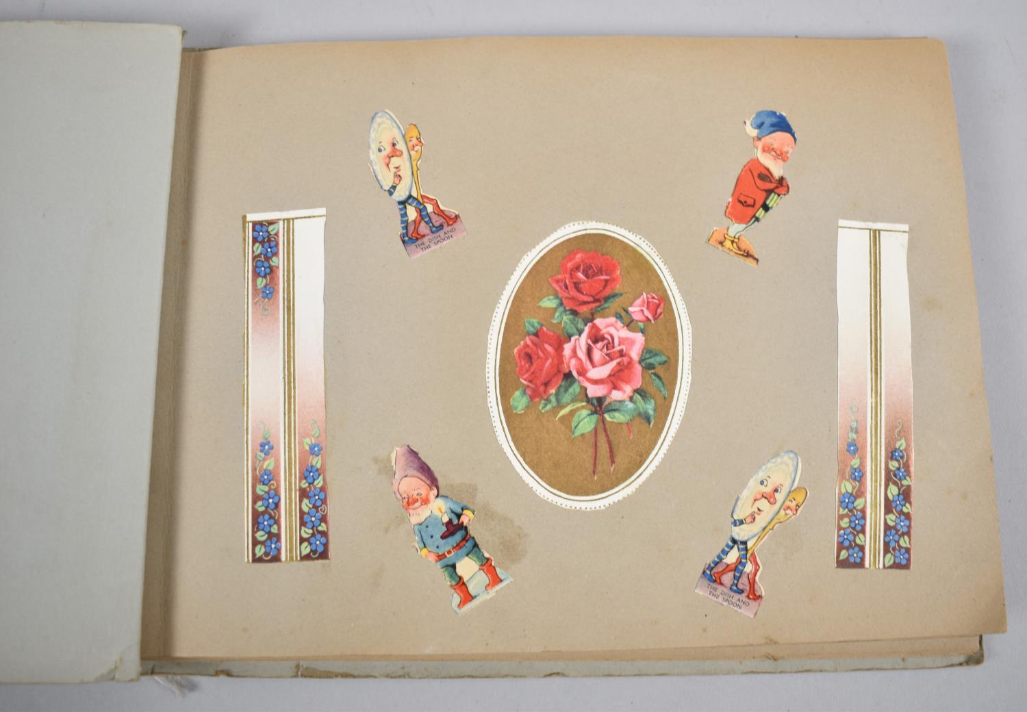 A Late Victorian/Edwardian Decoupage Scrapbook Together with a Postcard Album Containing Edwardian - Image 3 of 14