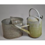 A Vintage Galvanized Watering Can and Mop Bucket