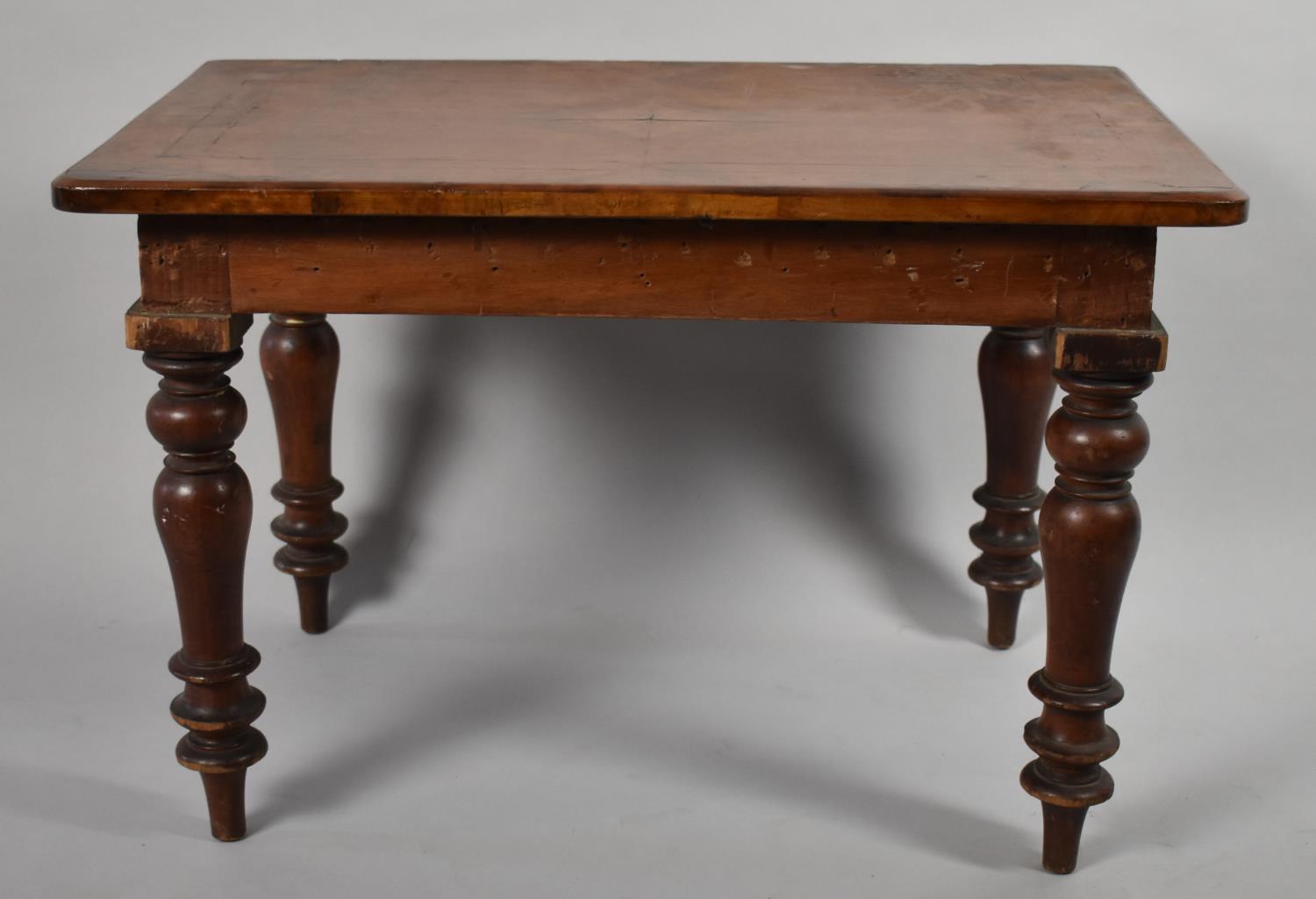 A Late Victorian Inlaid Walnut Topped Rectangular Occasional Table on Turned Supports, 63cm x 40cm x