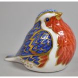 A Royal Crown Derby Robin Paperweight with Silver Button