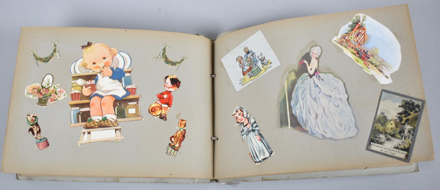 A Late Victorian/Edwardian Decoupage Scrapbook Together with a Postcard Album Containing Edwardian - Image 8 of 14