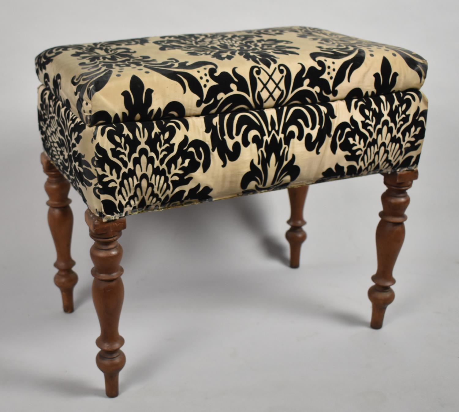 A Modern Upholstered Lift Top Box Stool, 53cm wide