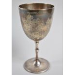 A Victorian Silver Goblet with Engraved Foliate Decoration, London Hallmark, 16cm high