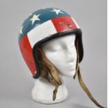 A Vintage Open Face "Easy Rider" Motorcycle Helmet Painted with the Stars and Stripes