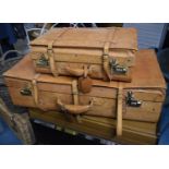 Two Graduated Leather Suitcases, 76cm and 46cm wide
