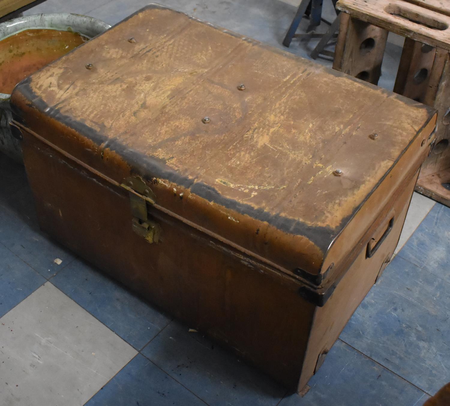 A Scumble Glazed Metal Travelling Trunk, 72cm wide