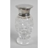 A Silver Topped Cut Glass Scent Bottle with Inner Stopper, 9cm High