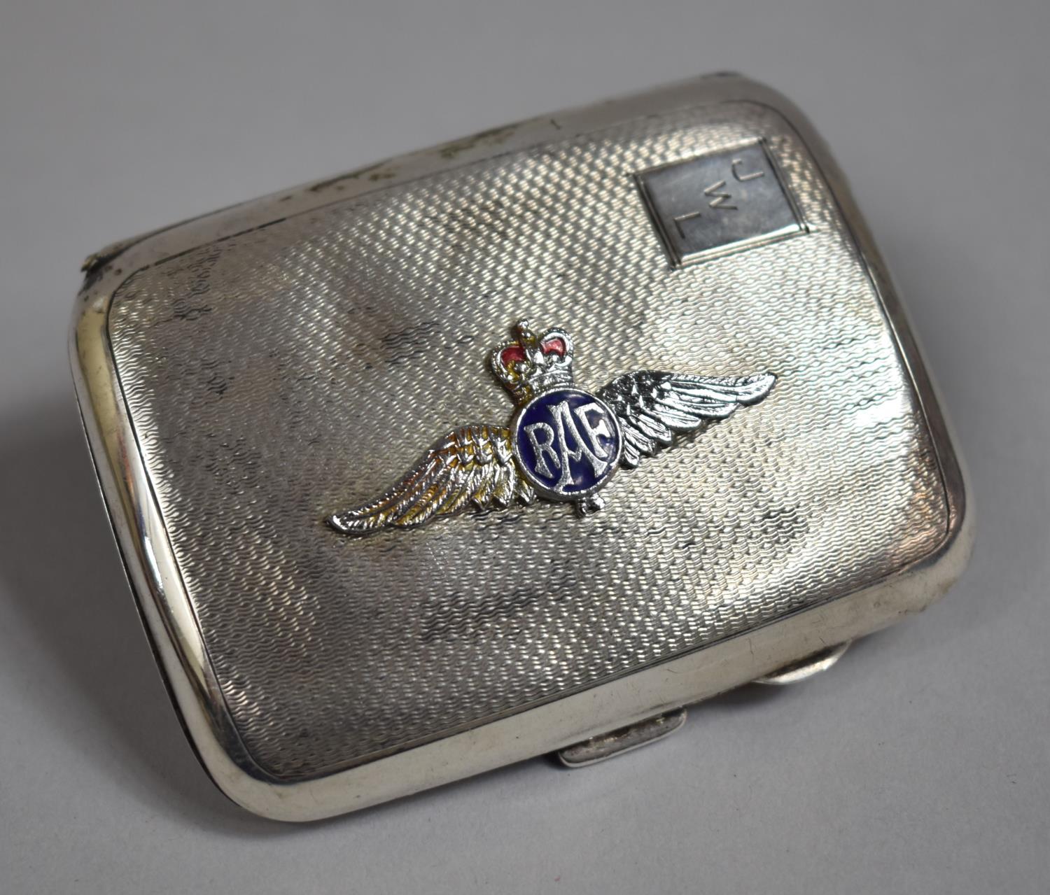 A Silver RAF Sweetheart Cigarette Case, Monogrammed JWL, Birmingham 1933, Containing Vintage
