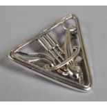 A Danish Style Silver Brooch of Triangular Form with Dolphin Decoration