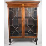 An Edwardian Inlaid Mahogany Astragal Display Cabinet with Dentil Cornice