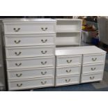 A White Six Drawer Bedroom Chest and Pair of Three Drawer Bedside Chests