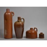 A Collection of Four Salt Glazed Continental Bottles, Tallest 30cm high