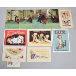 A Collection of Three WWI Silk Postcards and Small Collection of Replica Cards