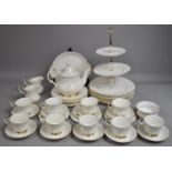 A Royal Albert Val D'or Tea Set to Comprise Large Dinner Plates, Tree Tier Cake Stand, Cake Plate,