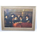 A Large Gilt Framed Rembrandt Print, The Syndics 1661, Textured on Canvas