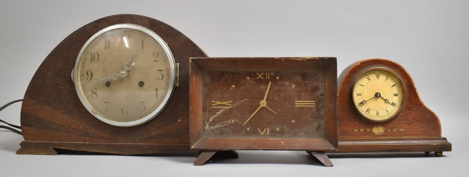 A Collection of Mantle Clocks to Include Smiths Steric Wooden Framed Mantle Clock, Mid 20th