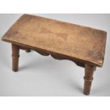 An Edwardian Rectangular Inlaid Top Stool on Turned Supports, 39x20cm