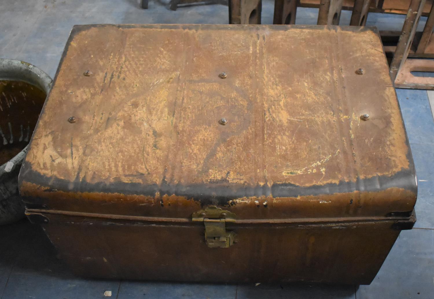 A Scumble Glazed Metal Travelling Trunk, 72cm wide - Image 2 of 2