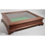 A Modern Table Top Mahogany Glazed Bijouterie Cabinet with Hinged Sloping Lid and Bracket Feet, 54cm