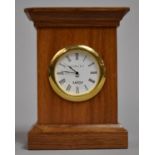 A Small Modern Linley Savoy Mantle Clock in Wooden Architectural Case, Small Chip to Left Corner,
